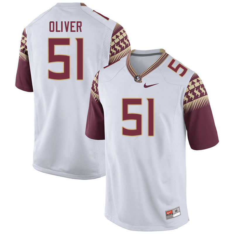 Men #51 Chase Oliver Florida State Seminoles College Football Jerseys Sale-White - Click Image to Close